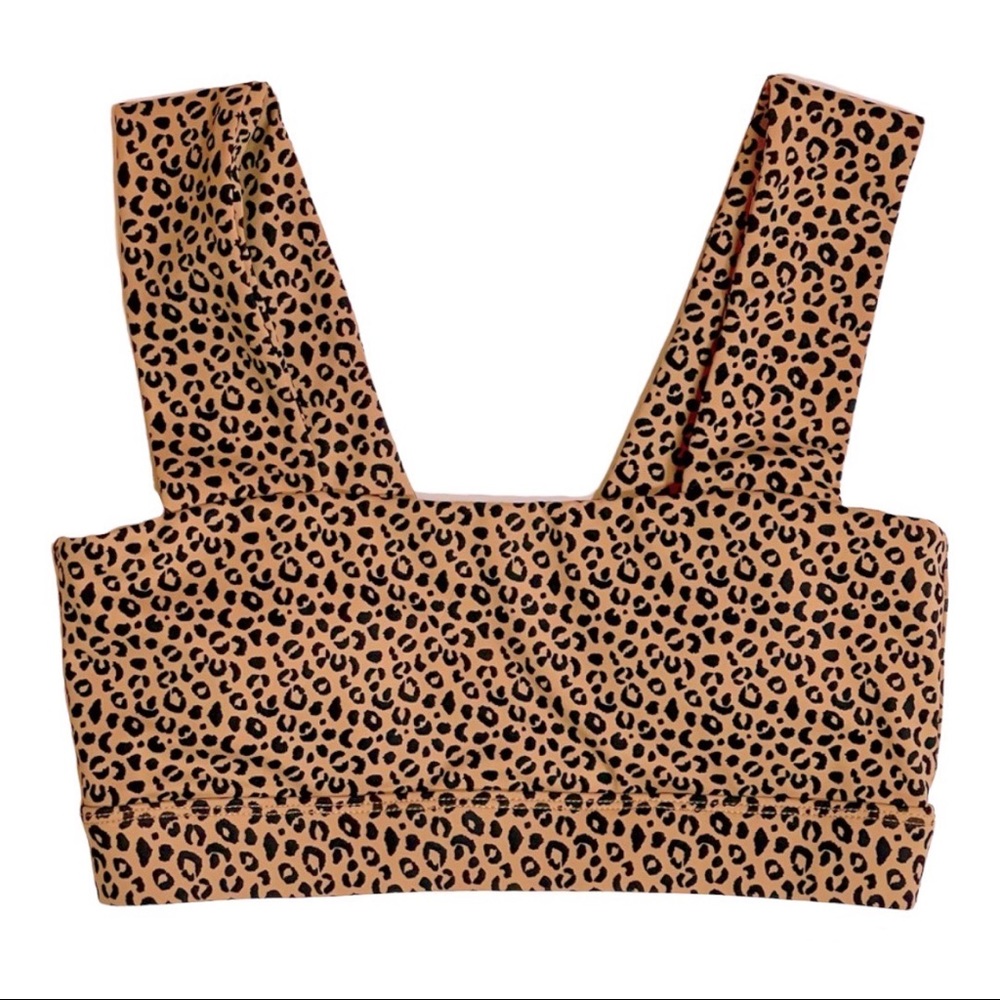 ALL FENIX Small Leopard Print Bandeau Sports Bra